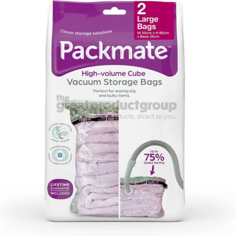 Image of 2Pc Large High Volume Vacuum Storage Bag Set (55X85X25Cm) By Packmate