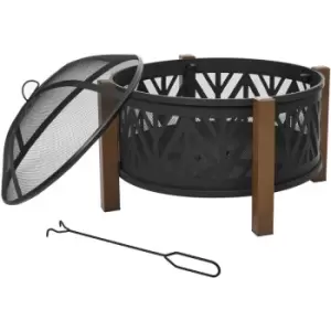 Image of Outsunny - 78cm 2-In-1 Outdoor Fire Pit & Firewood BBQ Garden Cooker Heater