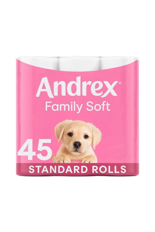 Image of Andrex 'Toilet Rolls' x45 Gentle Clean Fragrance-Free 2 Ply Toilet Paper in White White Unisex