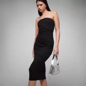 Image of Missguided Rib Exposed Seam Bandeau Midaxi Dress - Black