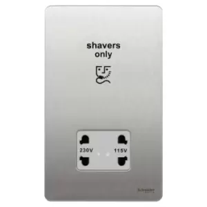 Image of Schneider Electric Ultimate Screwless Flat Plate - Shaver Socket, Dual Voltage, 115/230V, GU7490WSS, Stainless Steel with White Insert