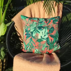 Image of Psychedelic Jungle Outdoor Cushion Coral / 43 x 43cm / Polyester Filled