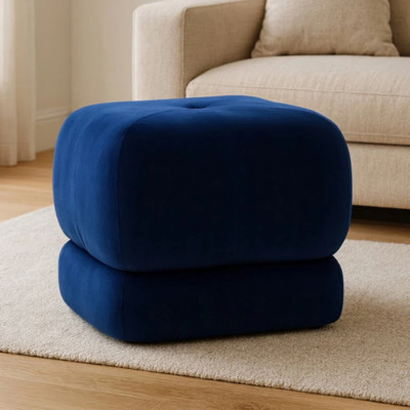 Image of Orsina Kaia Midnight Blue Velvet Stool