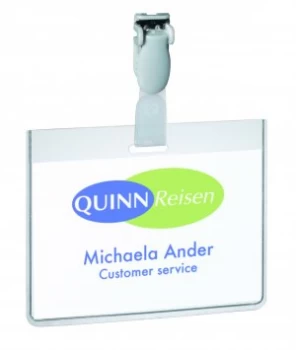 Image of Durable Name Badge 60x90mm Security Fastener Landscape Pack of 25 81
