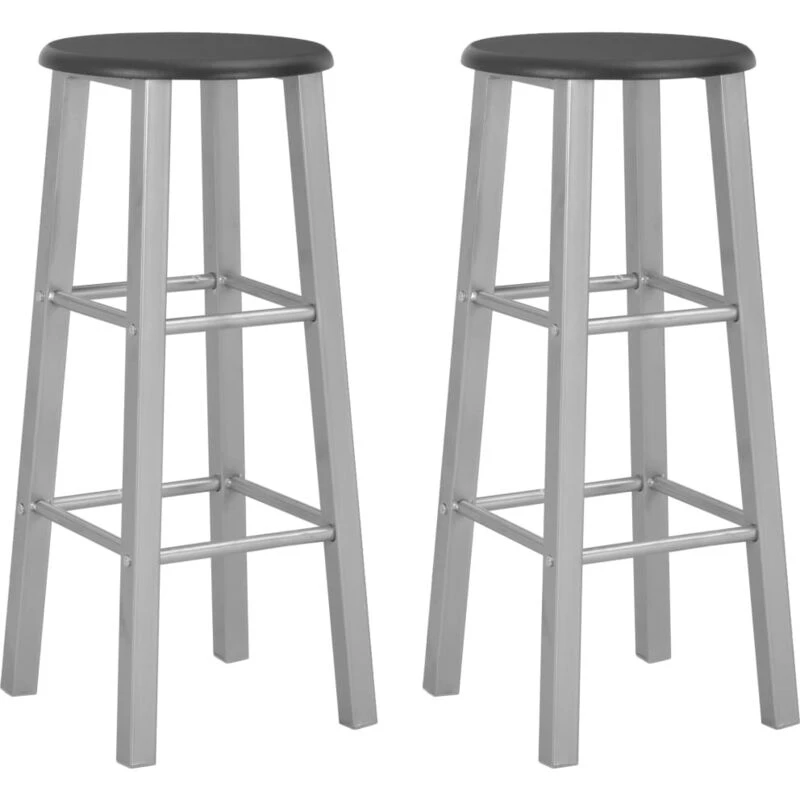 Image of VIDAXL Bar Stools 2 pcs Silver mdf Vidaxl 8719883678528