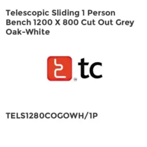 Image of TC Group Telescopic Sliding 1 Person Bench 1200 x 800 Cut Out Grey Oak-White