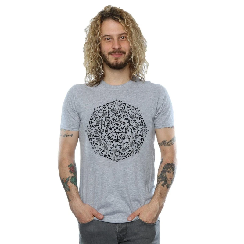 Image of Supernatural Supernatural Men Symbol Circle T-Shirt in Grey Size: Small Grey S Male 5057245673709