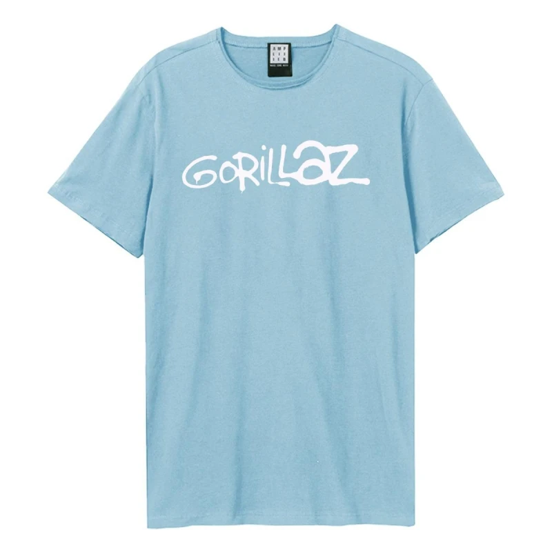 Image of Amplified Amplified Men Logo Gorillaz T-Shirt in Pale Blue Size: X-Small Pale Blue XS Male 5063300695883