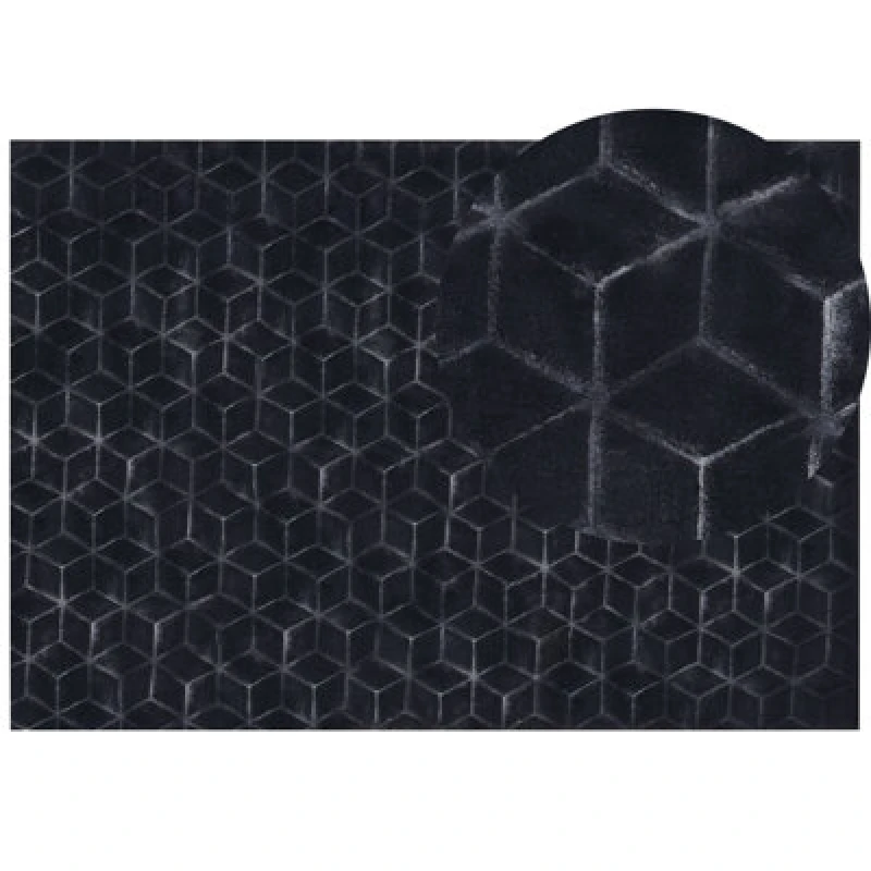 Image of Beliani Faux Fur Rug Thatta Black 160 X 230 Cm