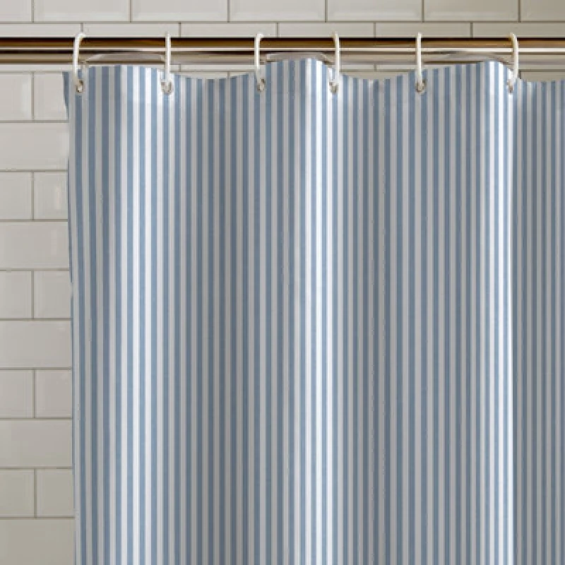 Image of Catherine Lansfield Timeless Stripe Shower Curtain Blue