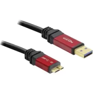 Image of Delock USB cable USB 3.2 1st Gen (USB 3.0 / USB 3.1 1st Gen) USB-A plug, USB Micro-B 3.0 plug 5m Red, Black gold plated connectors, UL-approved 82763