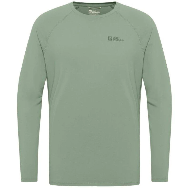 Image of Jack Wolfskin Mens Prelight Long Sleeve Performance T-Shirt Eucalyptus male Large