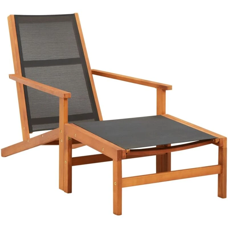 Image of VIDAXL Garden Chair with Footrest Solid Eucalyptus Wood and Textilene Vidaxl 48700