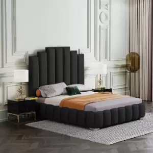 Image of Envisage Trade - Leisa Upholstered Beds - Plush Velvet, King Size Frame, Black - Black