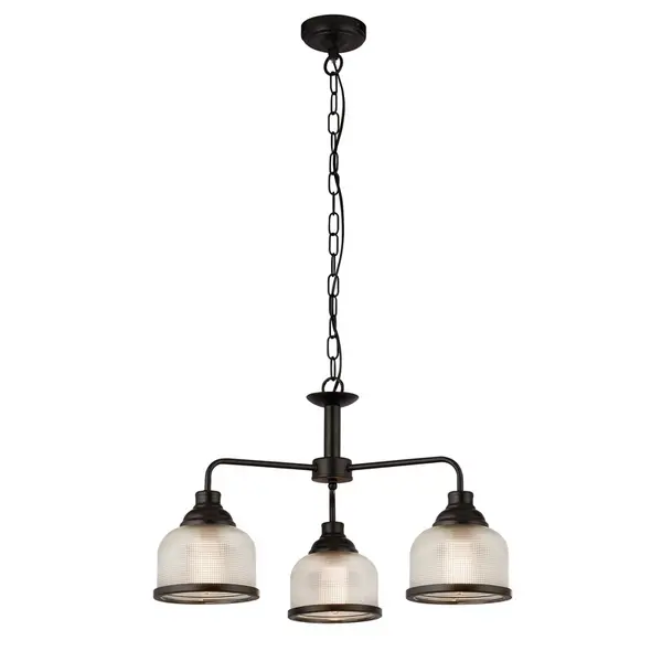 Image of Searchlight Highworth 3 Arm Glass Ceiling Pendant Light - Black