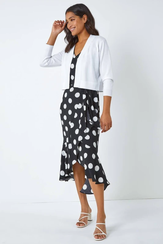 Image of Roman Womens Knitted Bow Detail Shrug in White Size: 12 White Female 12