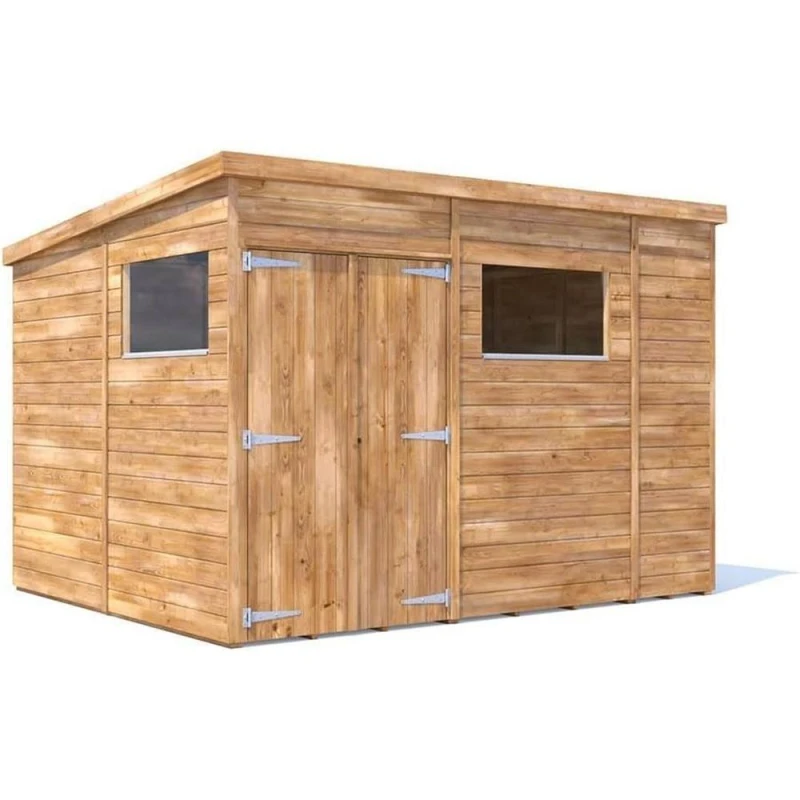Image of Dunster House Wooden Shed Garden Storage 3 X 2.4M (10' X 8) 15mm Walls Heavy Duty Wooden Window, Pent Roof, Overlord Modular