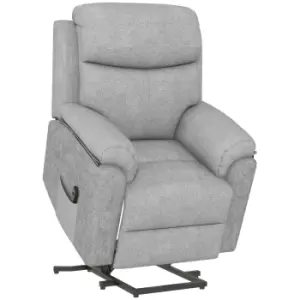 Image of HOMCOM Power Lift Chair Electric Riser Recliner for Elderly, Linen Fabric Sofa Lounge Armchair with Remote Control and Side Pocket, Grey
