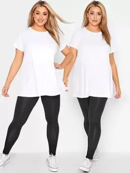 Image of Yours Viscose Elastane 2 Pack Legging - Black, Size 16, Inside Leg 28, Women