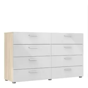 Image of Pepe Wide Chest Of 8 Drawers (4+4) In Oak Effect With White High Gloss
