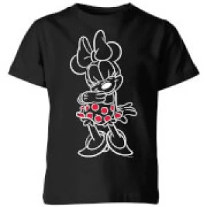 Image of Disney Mini Mouse Line Art Kids T-Shirt - Black - 3-4 Years