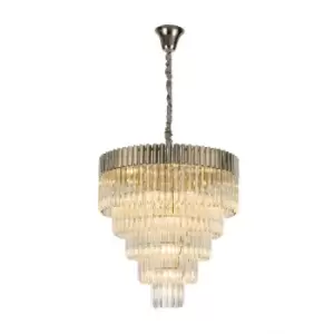 Image of Luminosa Pendant Round 5 Tier 19 Light E14, Polished Nickel, Clear Glass, Item Weight: 30.2kg