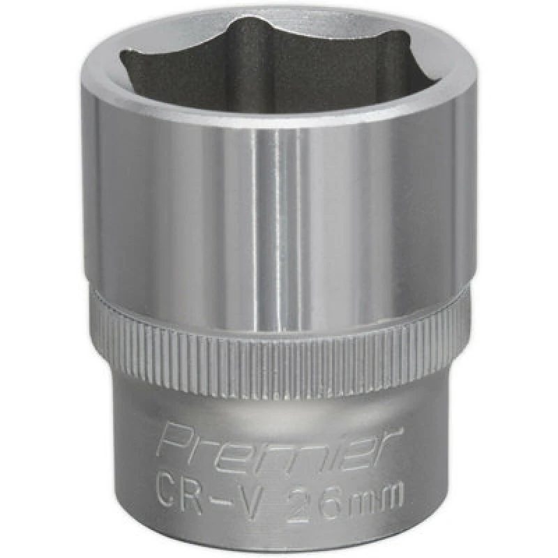 Image of Loops 26mm Steel Drive Socket - 1/2" Square Drive - Chrome Vanadium Wrench Socket Metallics