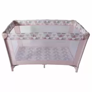 Image of My Babiie Pink Geometric Travel Cot