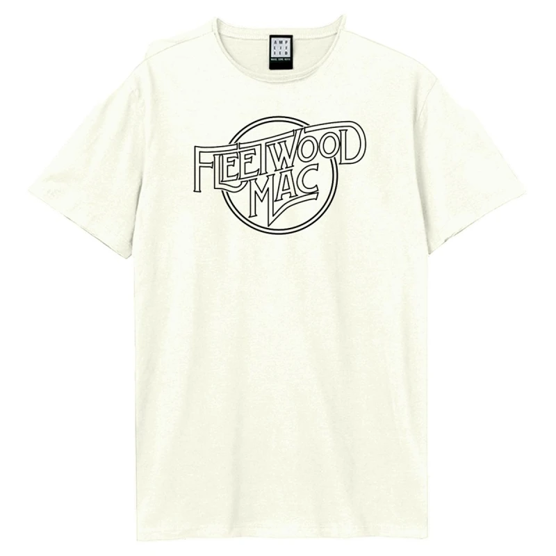Image of Amplified Amplified Men Line Art Logo Fleetwood Mac T-Shirt in White Size: X-Small White XS Male 5063574782456
