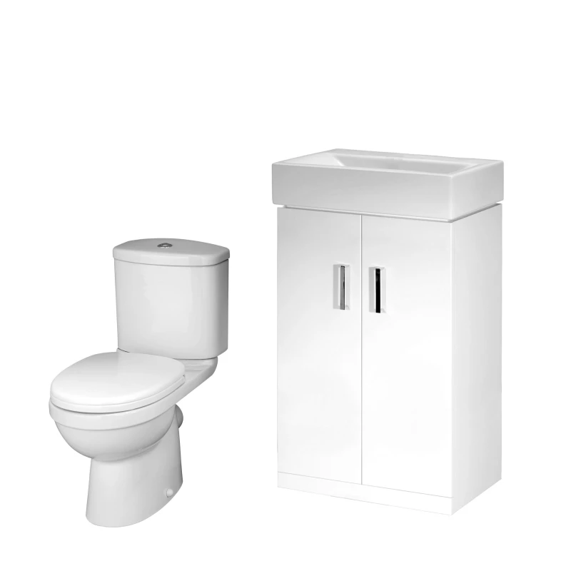 Image of Balterley Cloakroom Floor Standing Vanity Basin Unit Toilet Seat Gloss White White