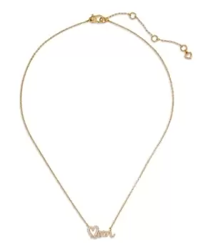 Image of kate spade new york Love You, Mom Pave Script Pendant Necklace in Gold Tone, 16-19