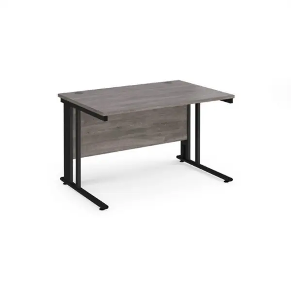 Image of Maestro 25 straight desk 1200mm x 800mm - Black cable managed leg frame, grey oak top