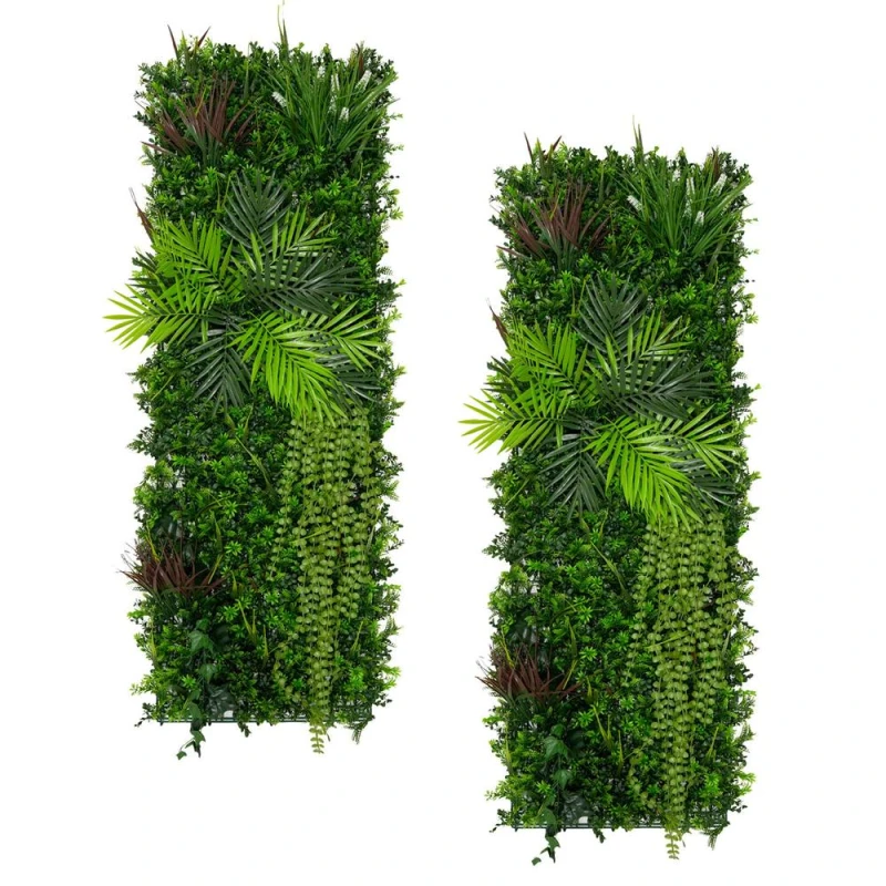 Image of Monstershop 2Pcs Artificial Plant Wall Panel 50 x 150cm Alina Living Foliage Greenery Tiles Indoor Outdoor Weather & UV Resistant Green