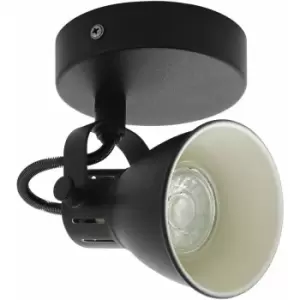 Image of Loops - Wall Light 1 Spot Colour Black Steel Pivot Shade Bulb GU10 1x3.3W Included