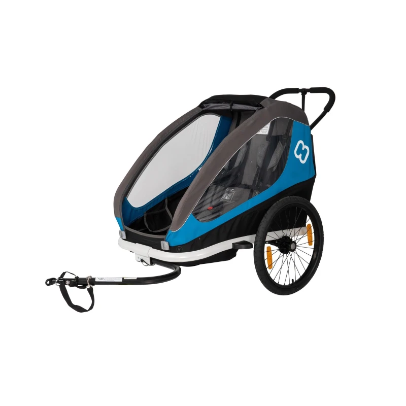 Image of Hamax Traveller Twin Child Bike Trailer - Blue Blue Twin