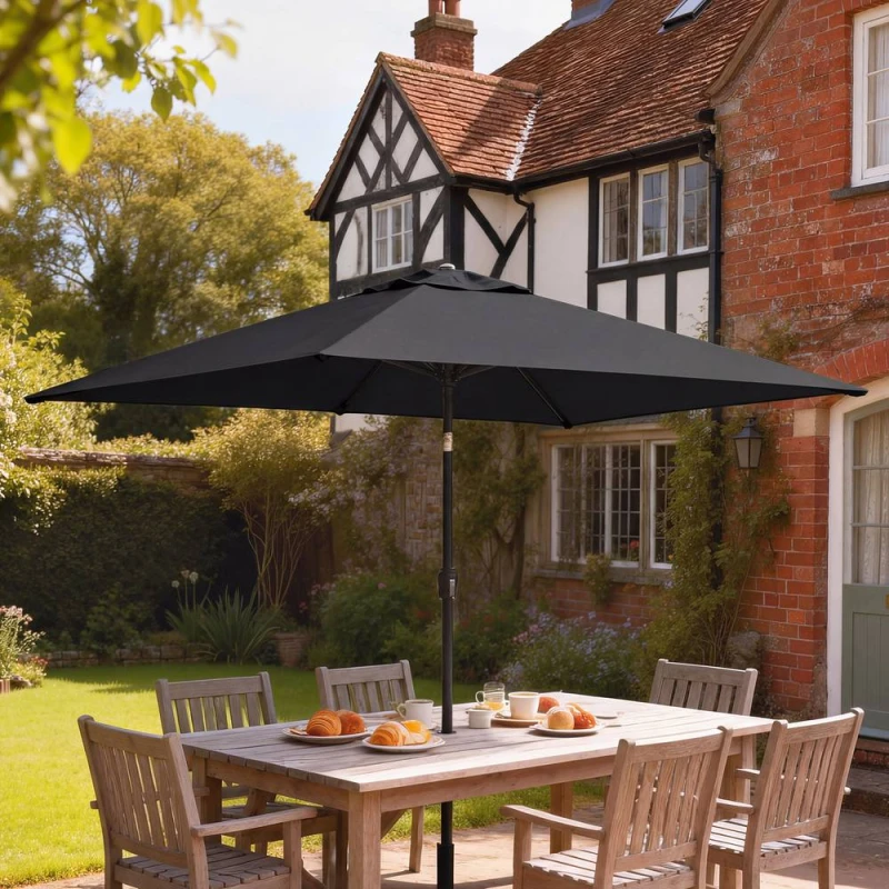 Image of OUTSUNNY Garden Parasol, Outdoor Umbrella with Tilt Function in Black Size: 3m x 2m Black Unisex 3m x 2m