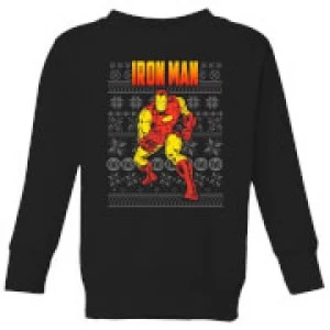Image of Marvel Avengers Classic Iron Man Kids Christmas Sweatshirt - Black - 5-6 Years