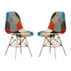 Image of Moda Patchwork Eiffel Chair - Set of 2 - Multicoloured - Multi
