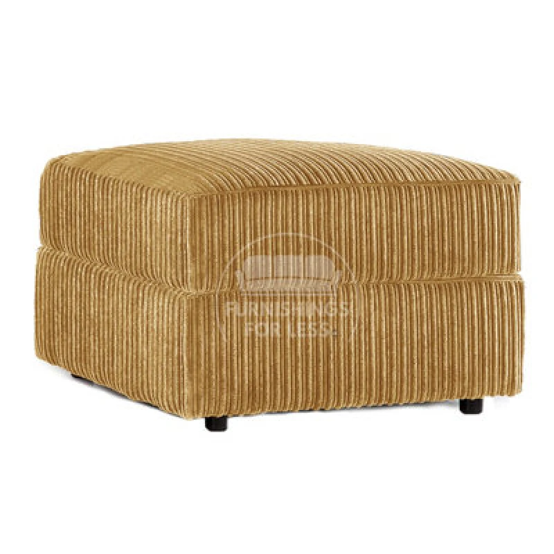 Image of Furnishings For Less UK Luxor Delta Ferguson Mustard Fabric Soft Jumbo Cord Footstool