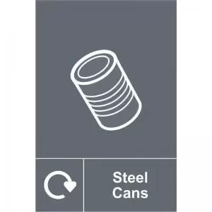 Image of Steel Cans Recycling’ Sign; Rigid 1mm PVC Board 200mm x