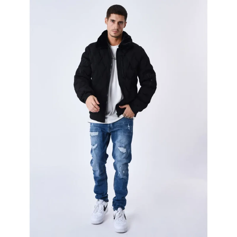 Image of Project X Paris Furry aviator collarPuffer Jacket Project X Paris Noir Male XL