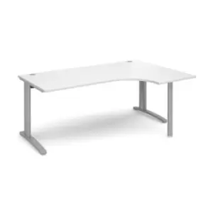 Image of Office Desk Right Hand Corner Desk 1800mm White Top With Silver Frame 1200mm Depth TR10 TBER18SWH