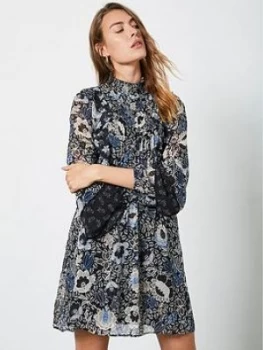 Image of Mint Velvet Mint Velvet Madeline Print Mixed Print Detail Mini Dress