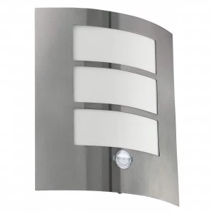 Image of EGLO ES/E27 City Stainless Steel Outdoor PIR Wall Light 60W IP44 - 88142