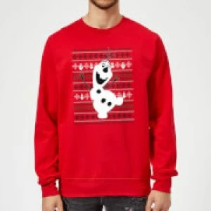 Image of Disney Frozen Christmas Olaf Dancing Red Christmas Sweatshirt - M - Red
