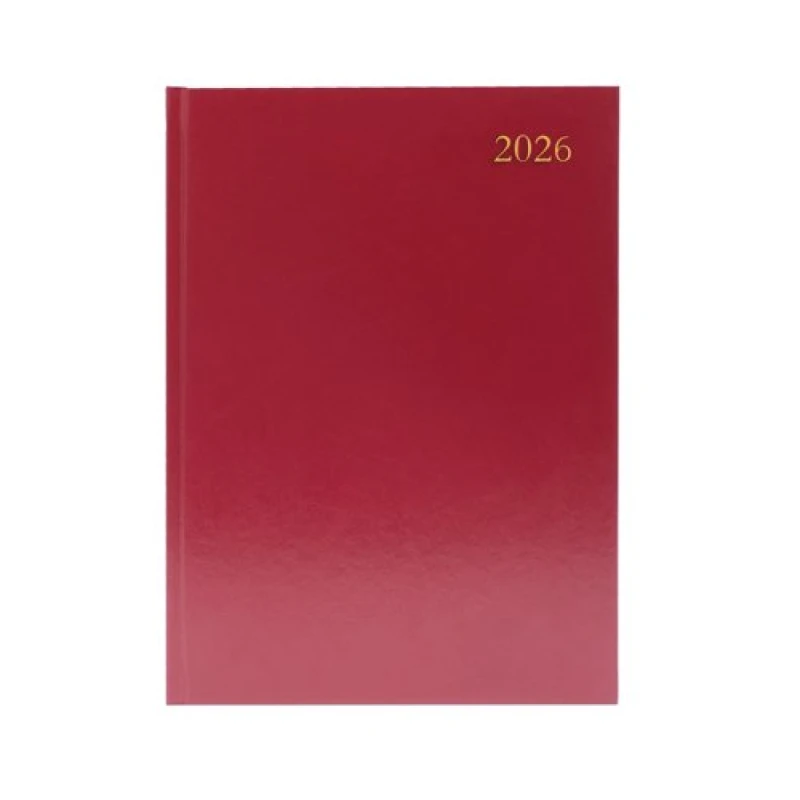 Image of 5 Star Desk Diary Day Per Page Appointment A4 Burgundy 2026 KFA41ABG26