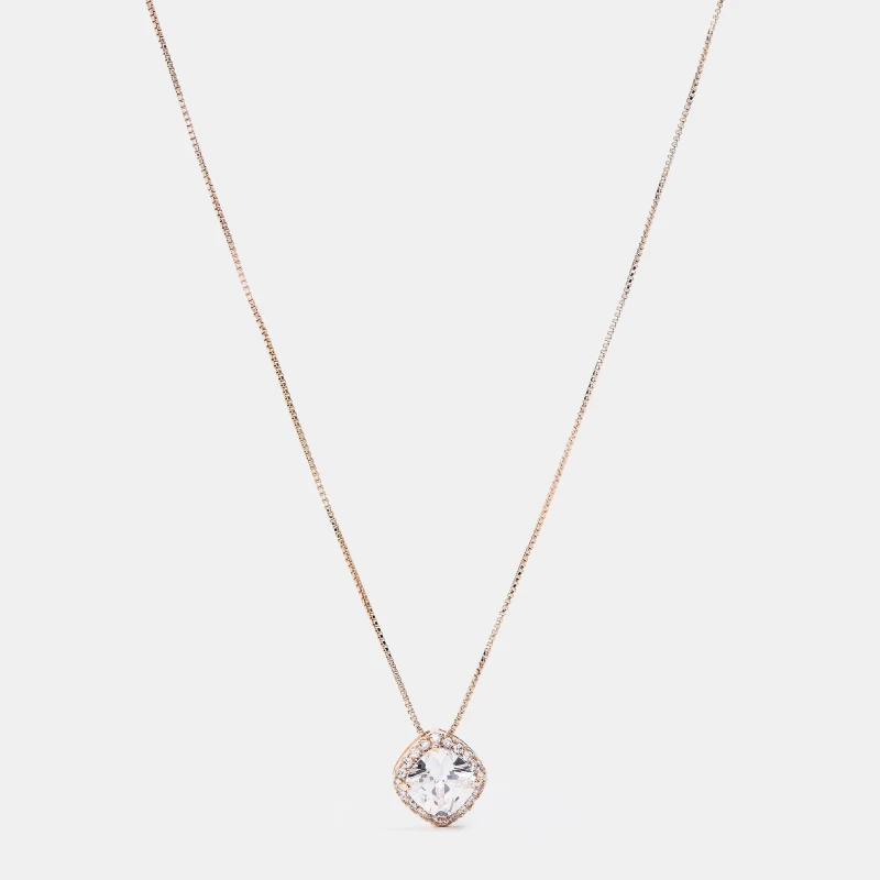 Image of Mason Knight Yager Single Square Cubic Stone Pendant Rose Gold female One Size
