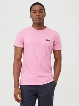 Image of Superdry Original Label Vintage Embroidery T-Shirt - Pink, Size S, Men