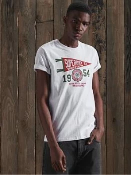 Image of Superdry Mascot Varsity T Shirt, White, Size S, Men