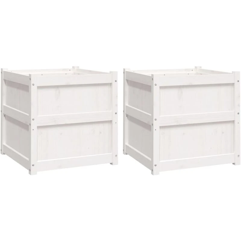 Image of vidaXL Garden Planters 2pc White Solid Pine, White 837427